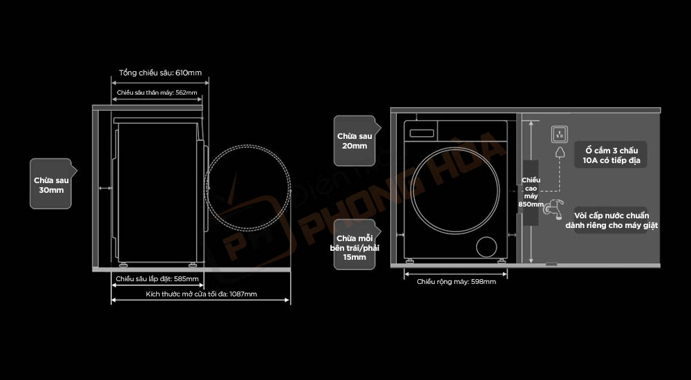 may giat mj 103 22 máy giặt MJ103 12kg kích thước