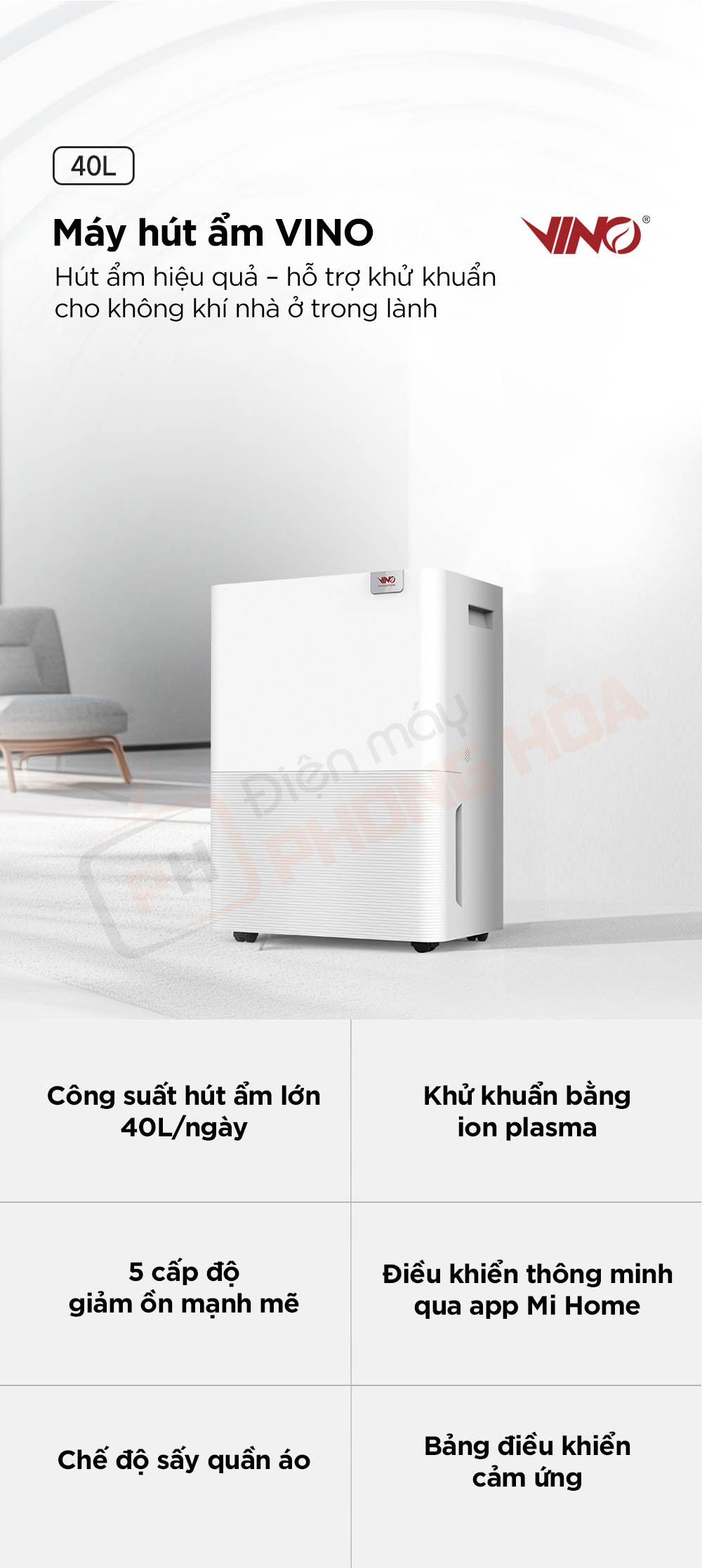 may hut am vino 40l 1 Máy hút ẩm VINO 40L