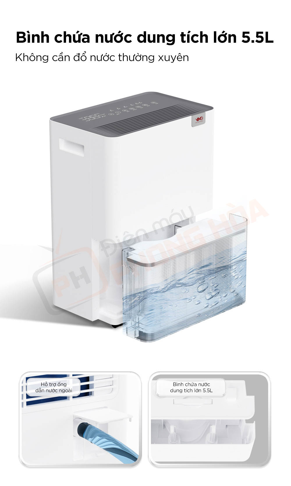 may hut am vino 40l 11 Máy hút ẩm VINO 40L