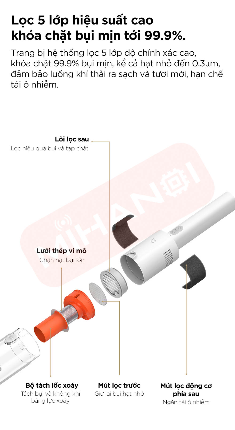 may hut bui cam tay xiaomi mijia e204 20 Máy hút bụi cầm tay Xiaomi Mijia E204