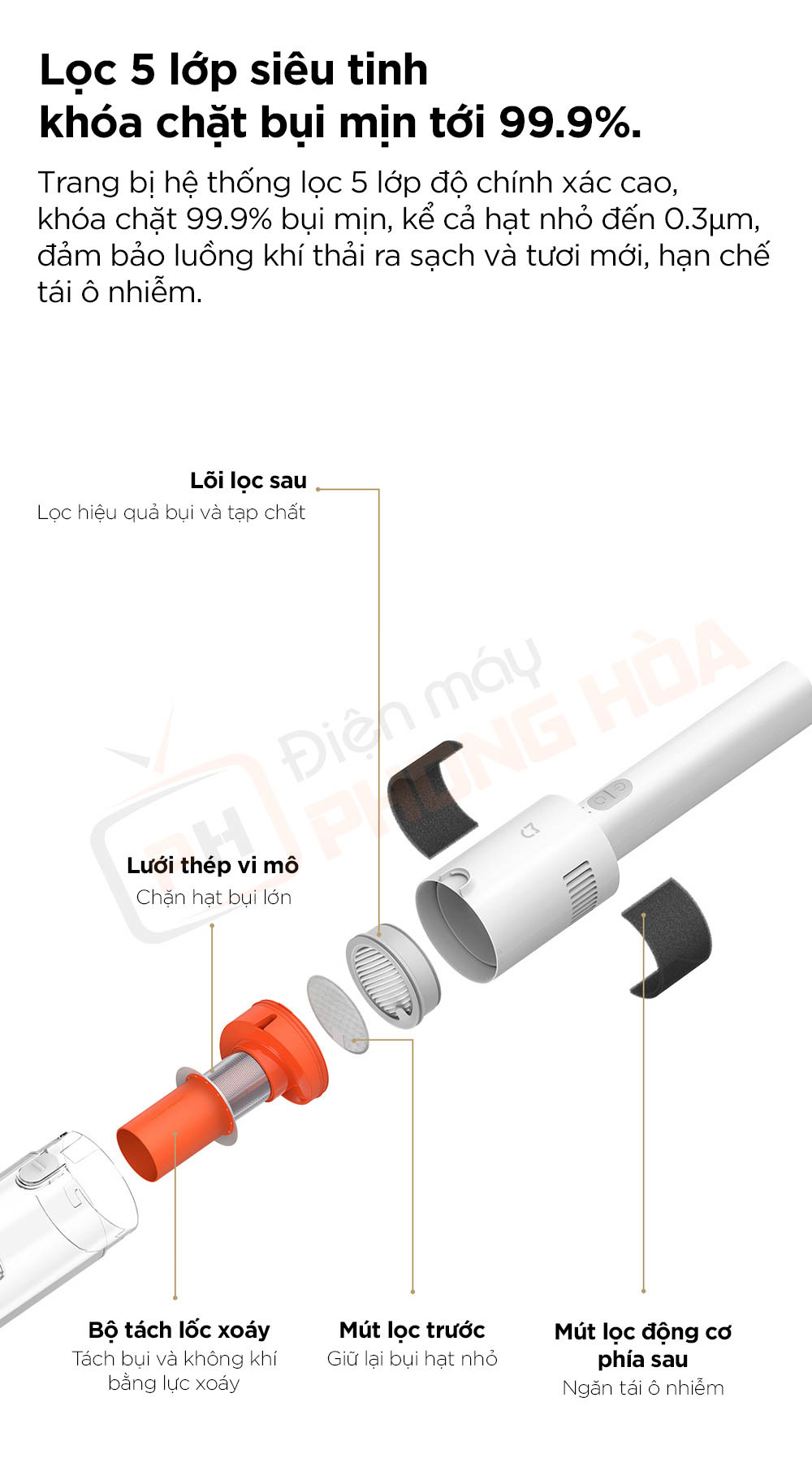 may hut bui cam tay xiaomi mijia e204 8 Máy hút bụi cầm tay Xiaomi Mijia E204