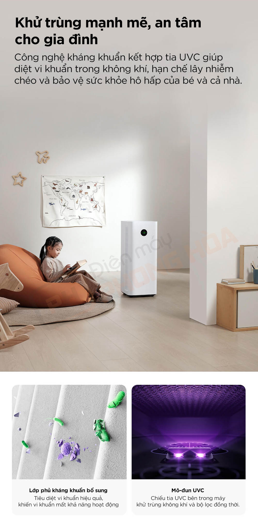 may loc khong khi mijia 5 pro 6 máy lọc không khí mijia 5 pro kháng khuẩn tia UVC