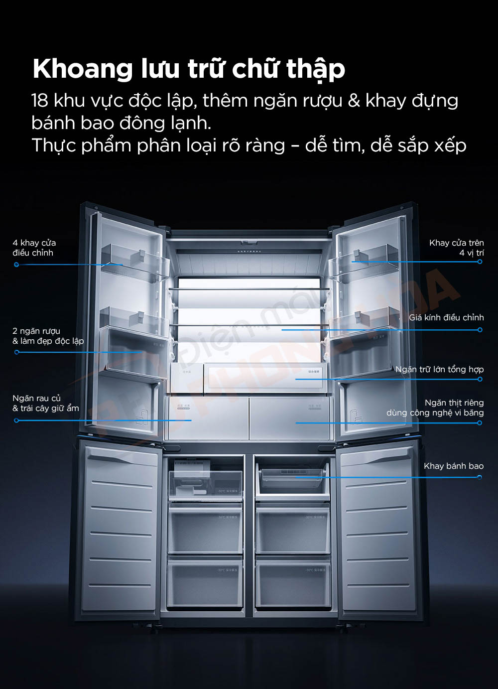 tu lanh 4 canh xiaomi mijia 560l pro 12 Tủ lạnh 4 cánh Xiaomi Mijia 560L Pro