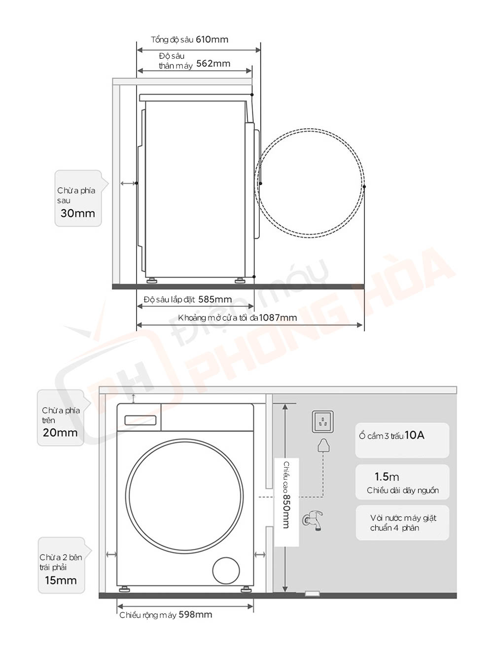 may giat mijia MJ105 pro 23 1 máy giặt mijia 105pro kích thước