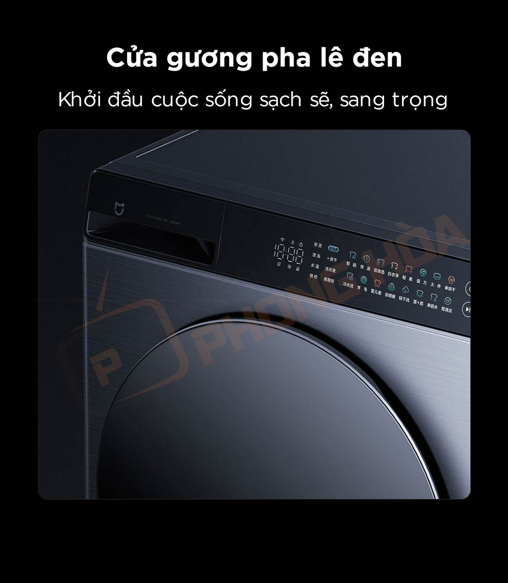 may giat mijia MJ105 pro 25 máy giặt mijia 105pro cửa gương pha lê đen