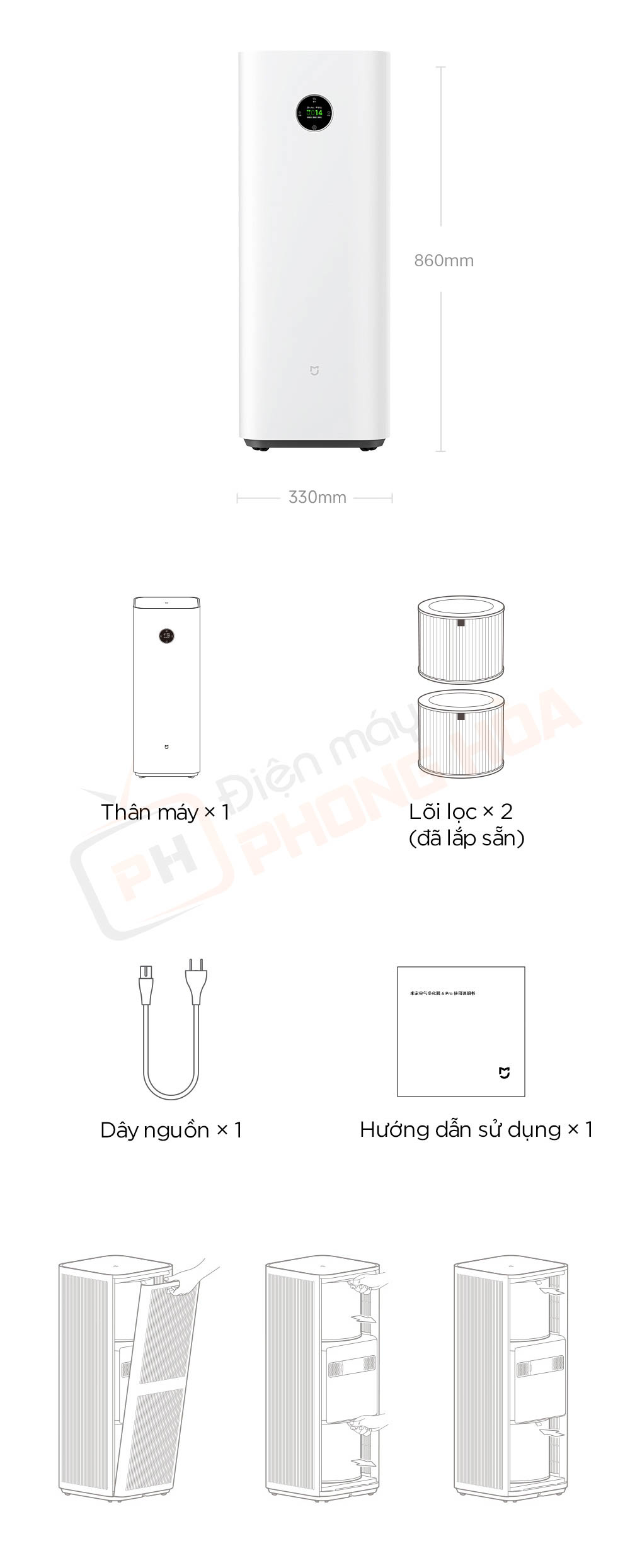 may loc khong khi xiaomi air purifier 6 pro 18 Máy lọc không khí Xiaomi Air Purifier 6 Pro