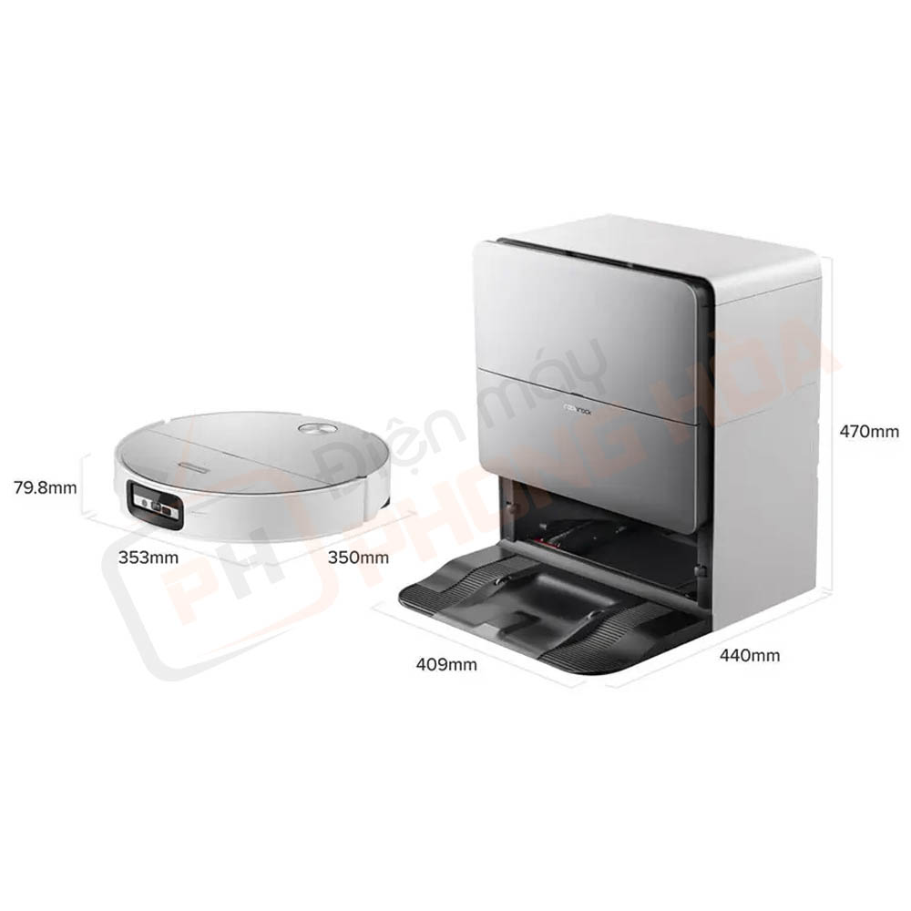 robot hut bui lau nha roborock saros 20 sonic 23 Kích thước Robot hút bụi lau nhà Roborock Saros 20 Sonic